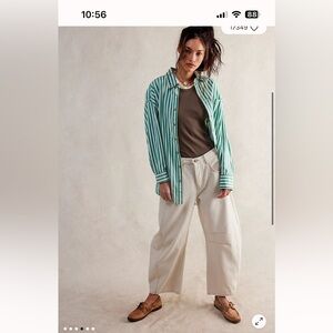 Free People Green Striped Freddie Shirt Size XS. NWOT. 60% off retail. Amazing!